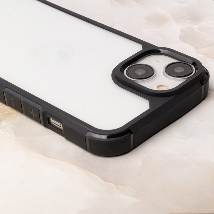 Husa spate Color Shock pentru protectie iPhone 15 Pro, compatibila MagSafe, cu rama neagra [4]