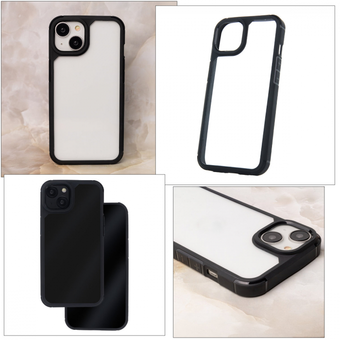 Husa spate Color Shock pentru protectie iPhone 15 Pro Max, compatibila MagSafe, cu rama neagra [5]
