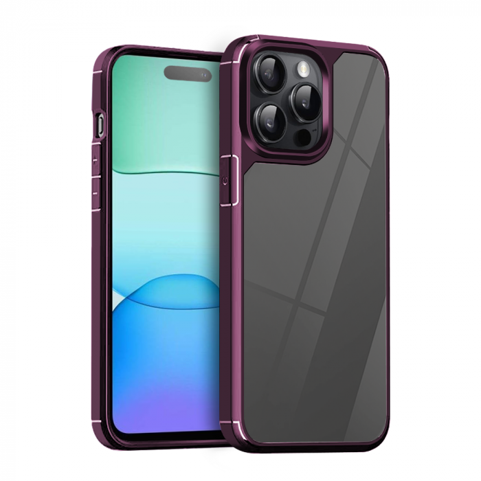 Husa spate Color Shock pentru protectie Samsung Galaxy A15 4G / A15 5G, cu rama visinie [3]