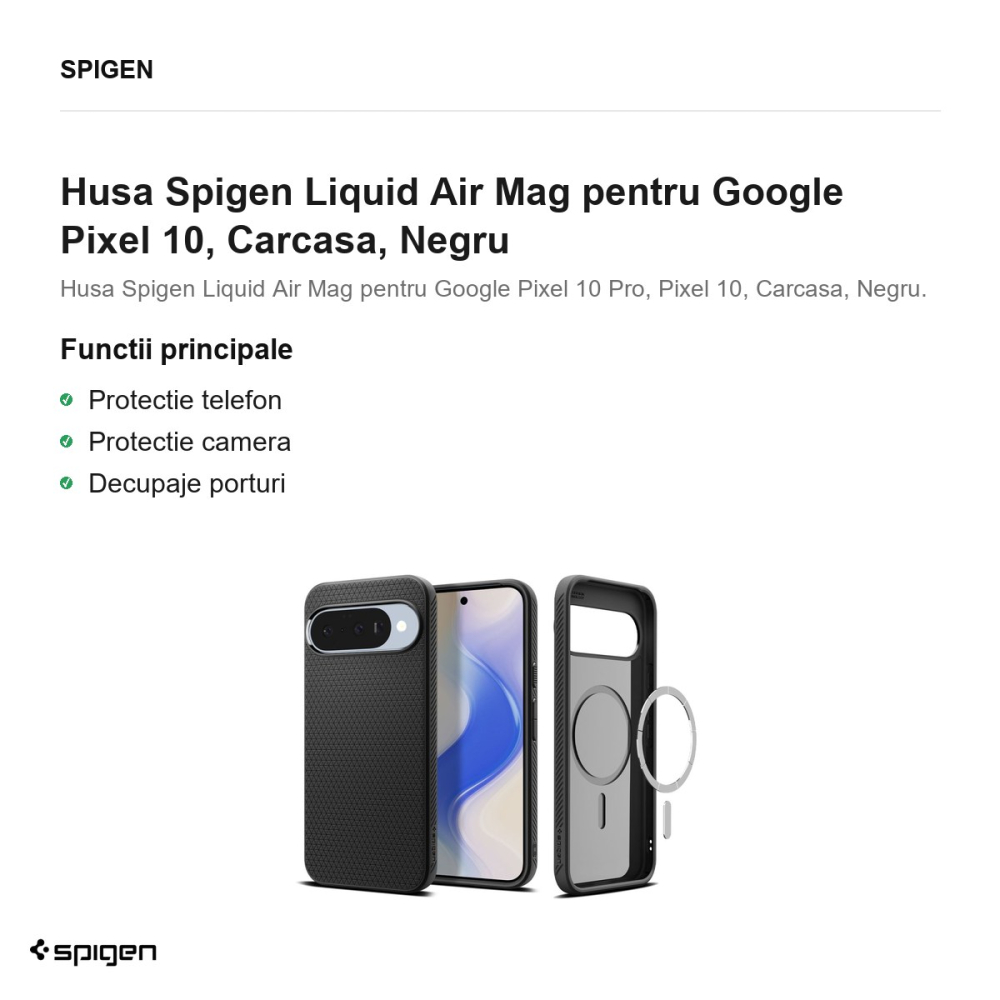 Husa Spigen Liquid Air Mag pentru Google Pixel 10, Carcasa, Negru [2]