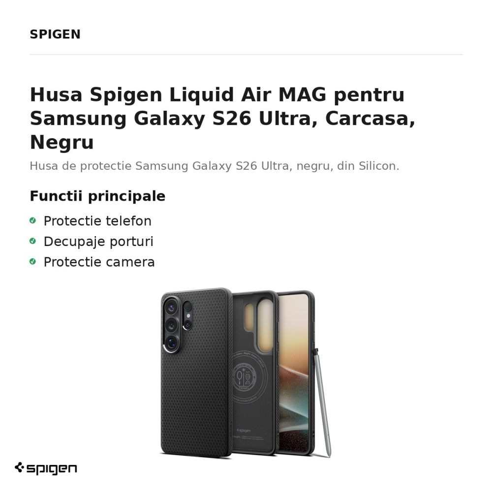 Husa Spigen Liquid Air MAG pentru Samsung Galaxy S26 Ultra, Carcasa, Negru [2]
