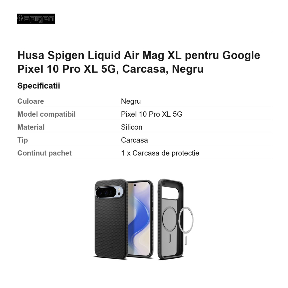 Husa Spigen Liquid Air Mag XL pentru Google Pixel 10 Pro XL 5G, Carcasa, Negru [3]