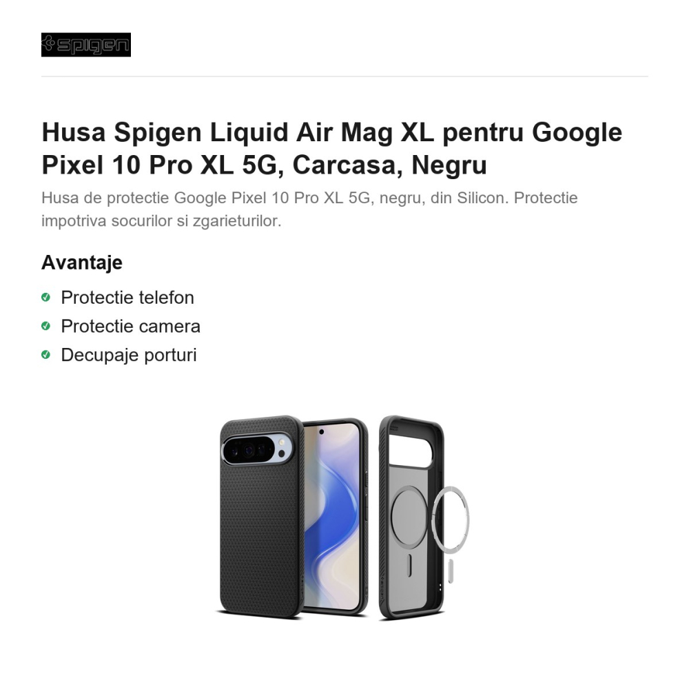 Husa Spigen Liquid Air Mag XL pentru Google Pixel 10 Pro XL 5G, Carcasa, Negru [2]