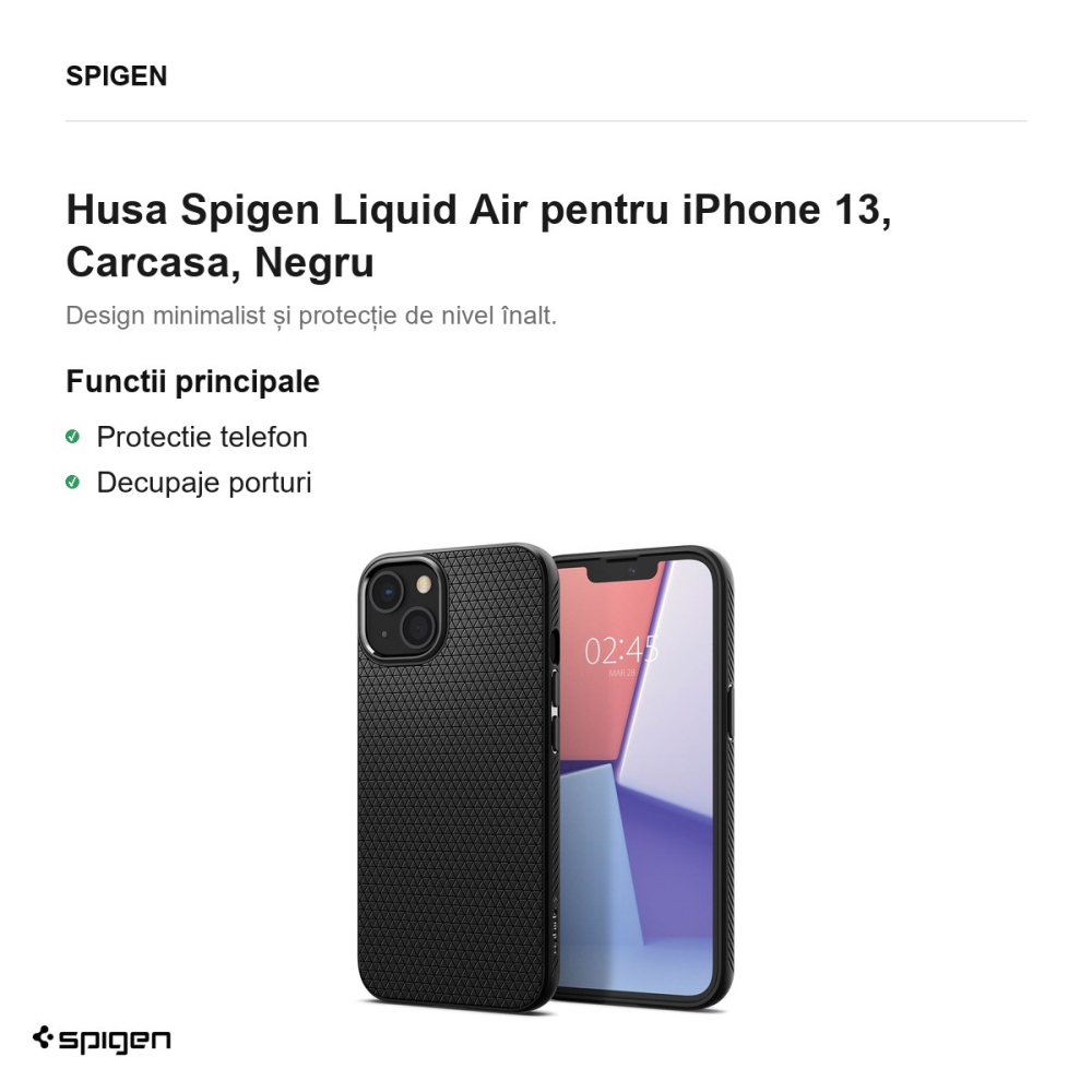 Husa Spigen Liquid Air pentru iPhone 13, Carcasa, Negru [2]