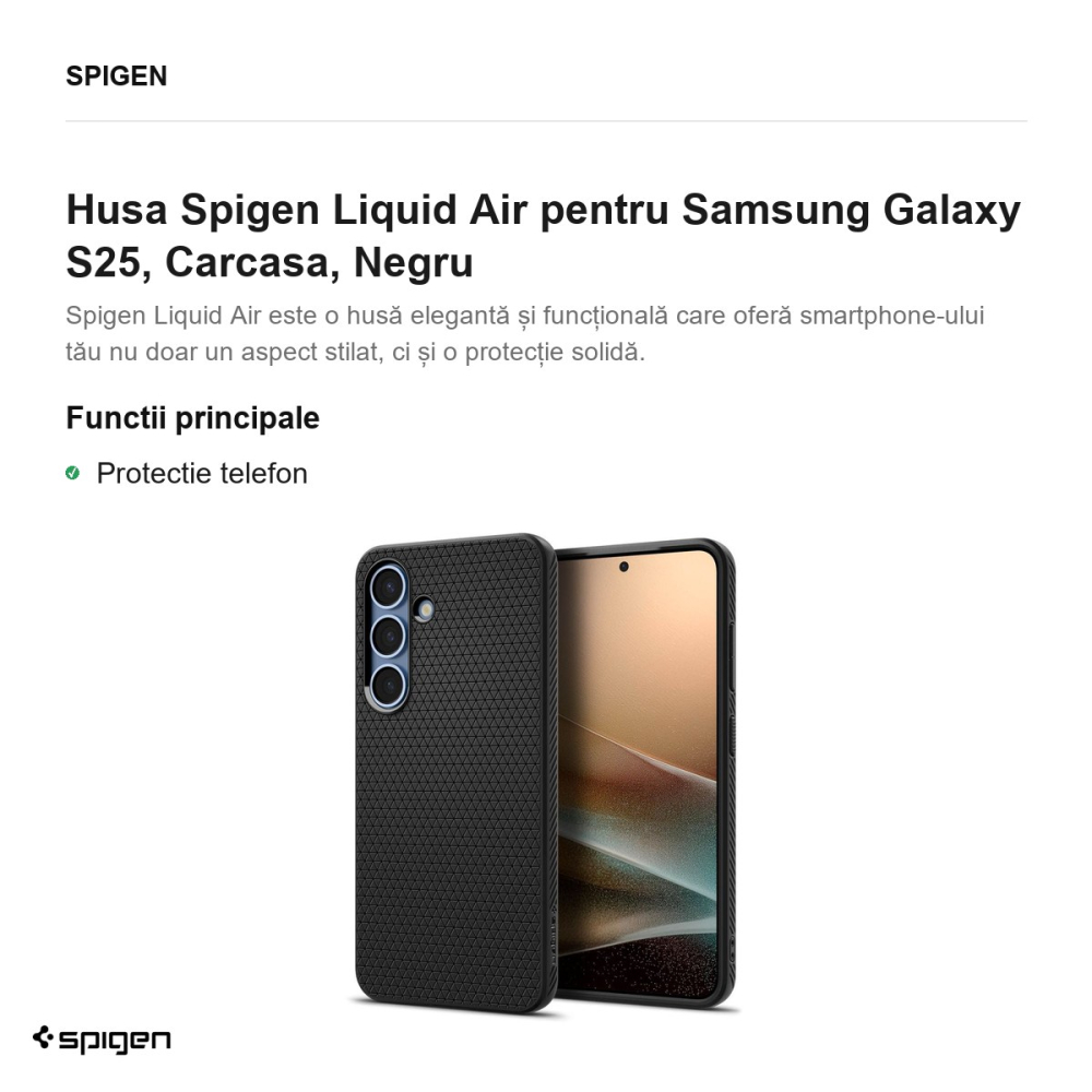 Husa Spigen Liquid Air pentru Samsung Galaxy S25, Carcasa, Negru [2]