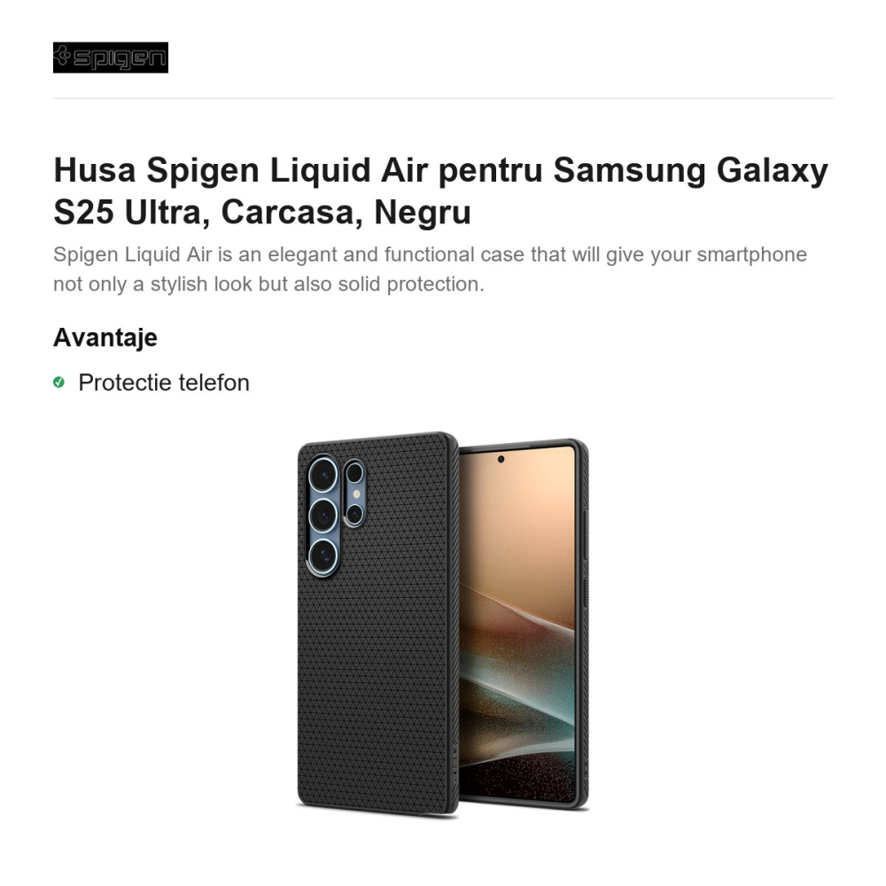 Husa Spigen Liquid Air pentru Samsung Galaxy S25 Ultra, Carcasa, Negru [2]