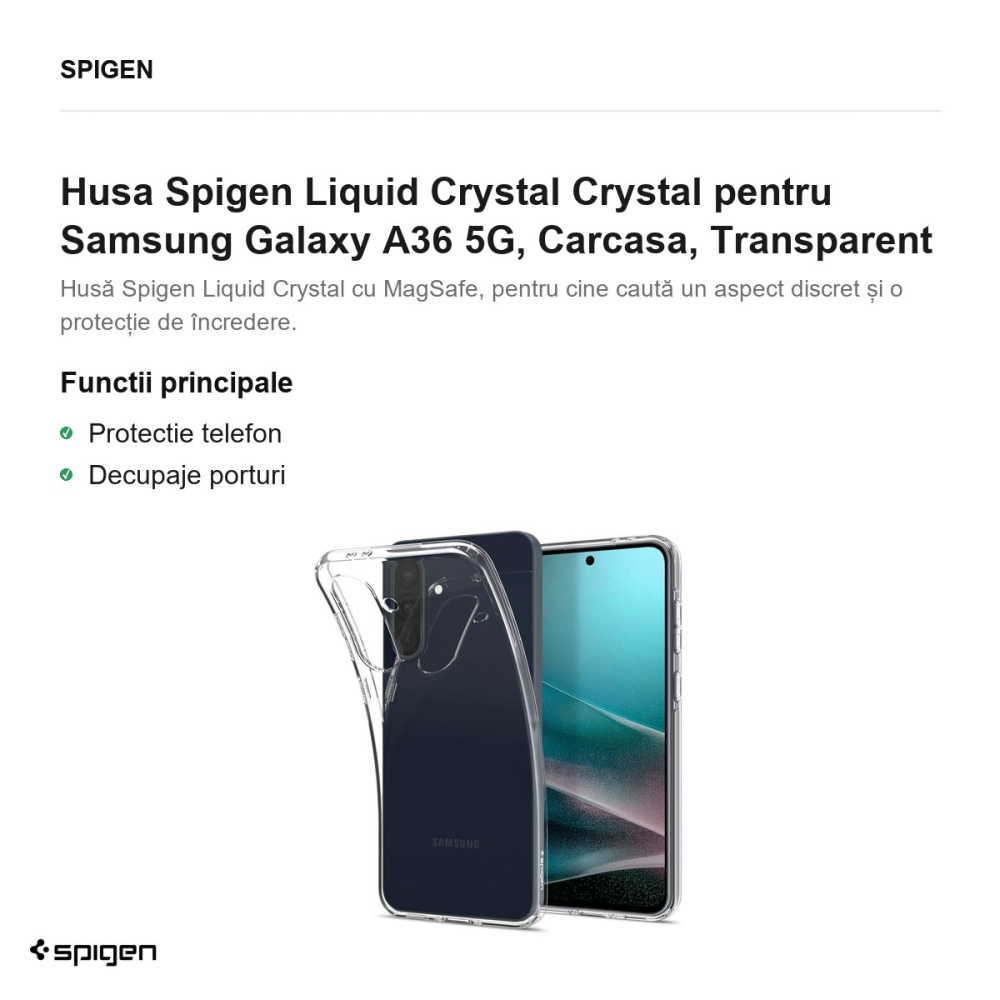 Husa Spigen Liquid Crystal Crystal pentru Samsung Galaxy A36 5G, Carcasa, Transparent [2]