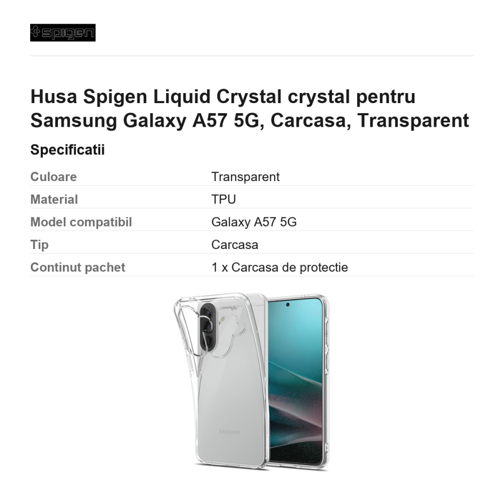 Husa Spigen Liquid Crystal crystal pentru Samsung Galaxy A57 5G, Carcasa, Transparent [3]