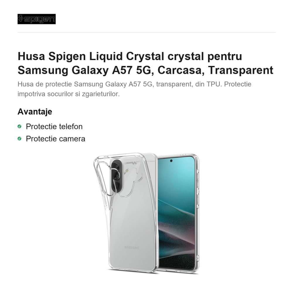 Husa Spigen Liquid Crystal crystal pentru Samsung Galaxy A57 5G, Carcasa, Transparent [2]