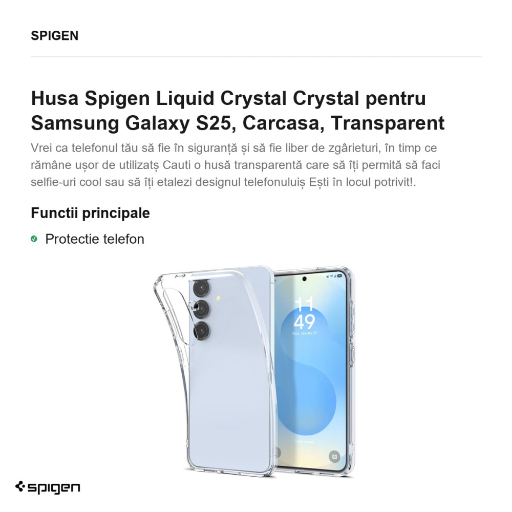 Husa Spigen Liquid Crystal Crystal pentru Samsung Galaxy S25, Carcasa, Transparent [2]