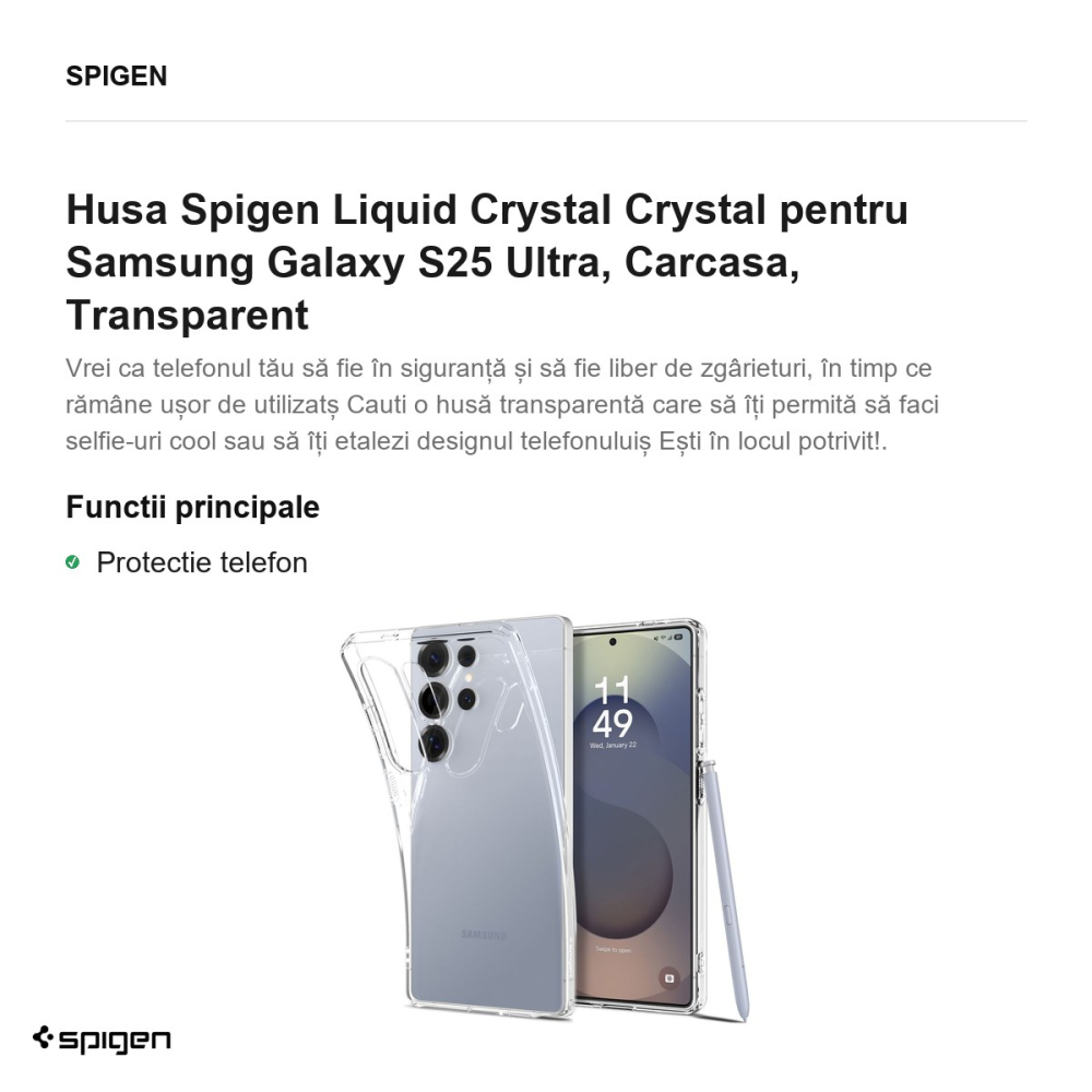 Husa Spigen Liquid Crystal Crystal pentru Samsung Galaxy S25 Ultra, Carcasa, Transparent [2]