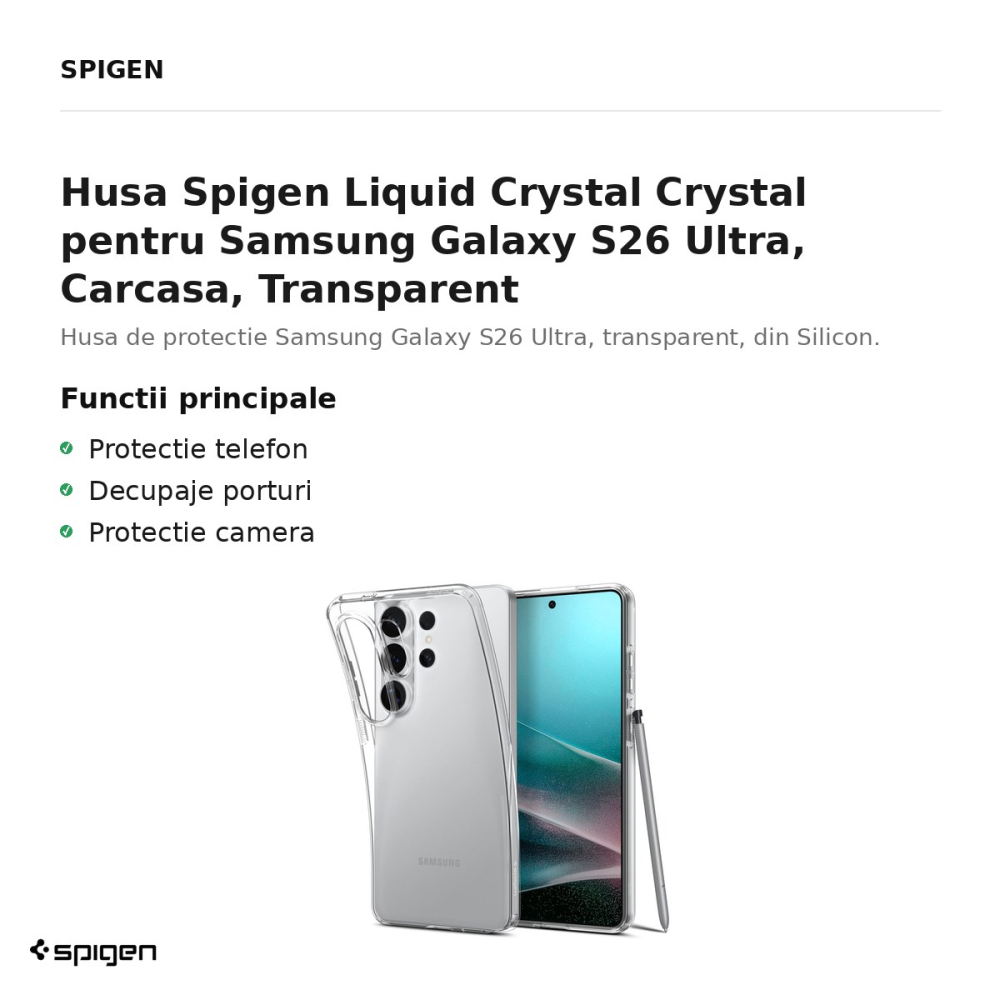 Husa Spigen Liquid Crystal Crystal pentru Samsung Galaxy S26 Ultra, Carcasa, Transparent [2]