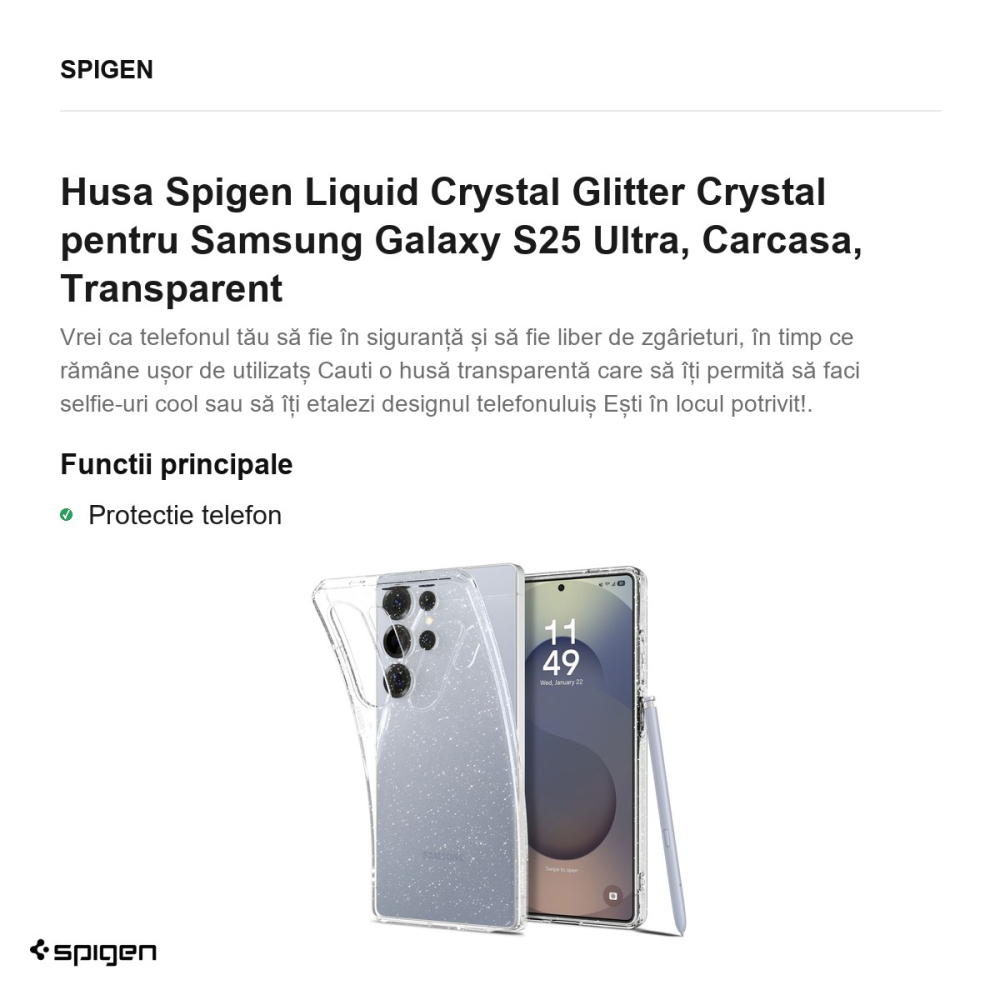 Husa Spigen Liquid Crystal Glitter Crystal pentru Samsung Galaxy S25 Ultra, Carcasa, Transparent [2]