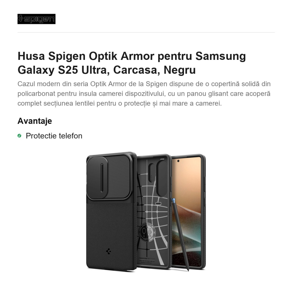 Husa Spigen Optik Armor pentru Samsung Galaxy S25 Ultra, Carcasa, Negru [2]