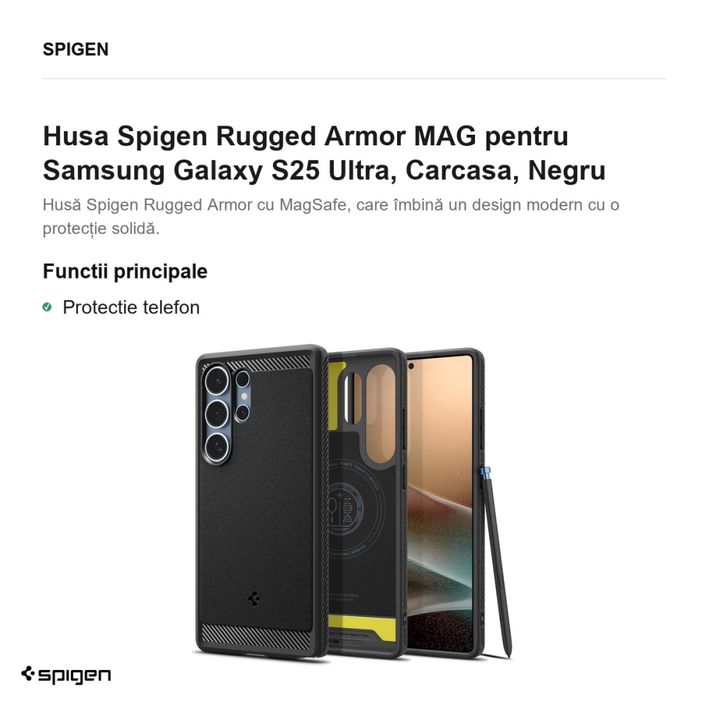 Husa Spigen Rugged Armor MAG pentru Samsung Galaxy S25 Ultra, Carcasa, Negru [2]