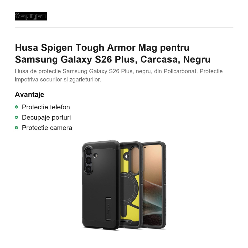Husa Spigen Tough Armor Mag pentru Samsung Galaxy S26 Plus, Carcasa, Negru [2]