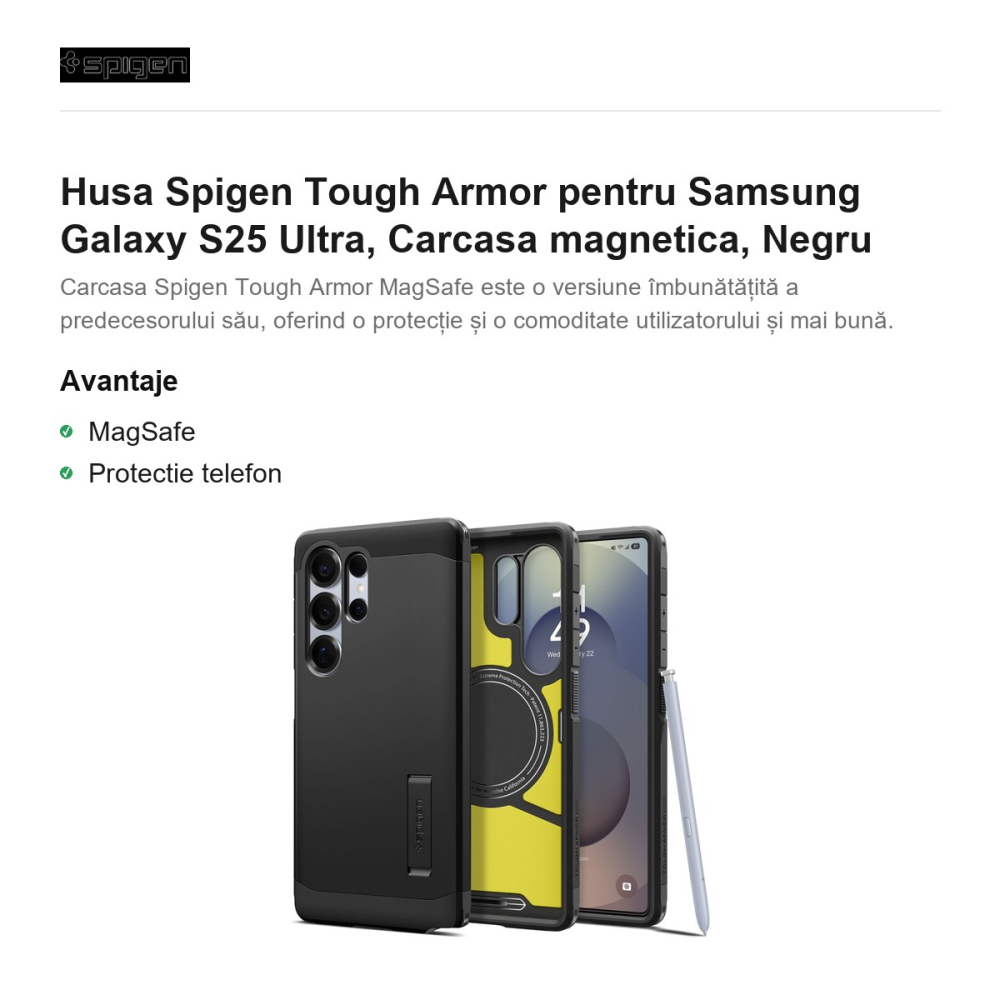 Husa Spigen Tough Armor pentru Samsung Galaxy S25 Ultra, Carcasa magnetica, Negru [2]