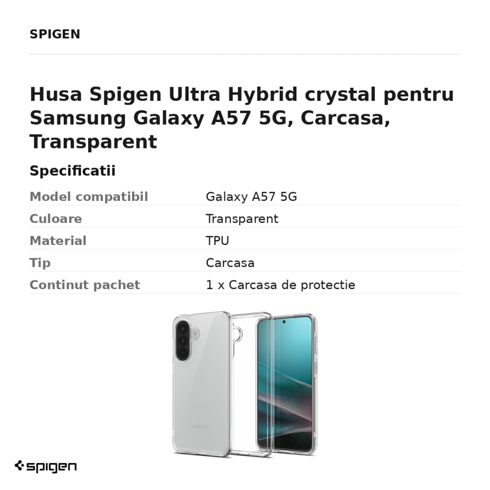 Husa Spigen Ultra Hybrid crystal pentru Samsung Galaxy A57 5G, Carcasa, Transparent [3]
