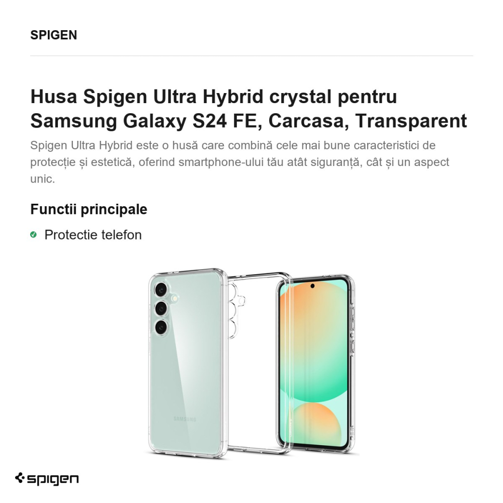 Husa Spigen Ultra Hybrid crystal pentru Samsung Galaxy S24 FE, Carcasa, Transparent [2]