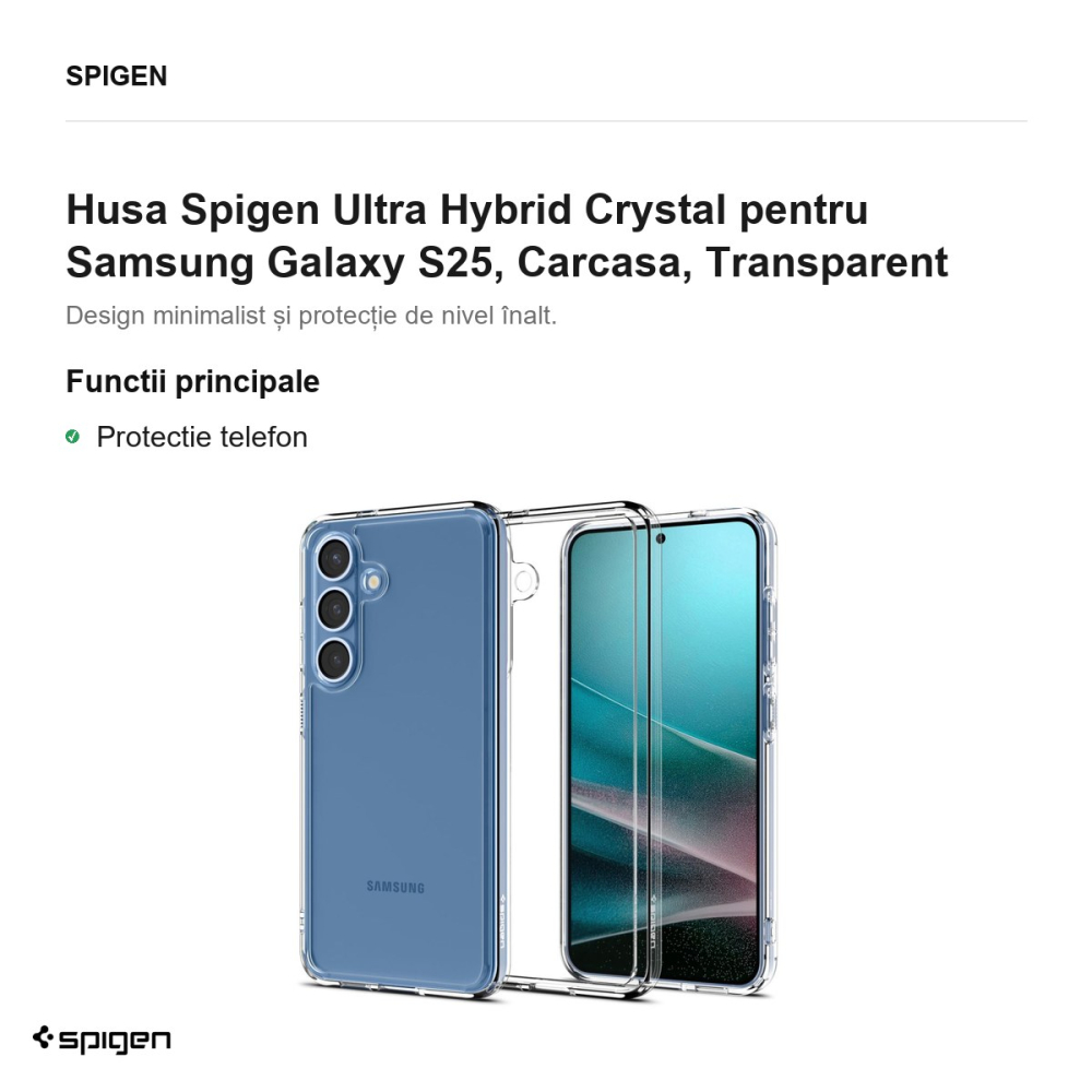 Husa Spigen Ultra Hybrid Crystal pentru Samsung Galaxy S25, Carcasa, Transparent [2]