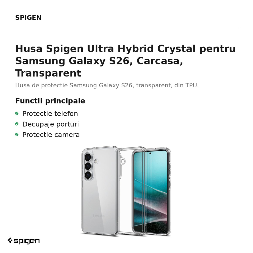 Husa Spigen Ultra Hybrid Crystal pentru Samsung Galaxy S26, Carcasa, Transparent [2]