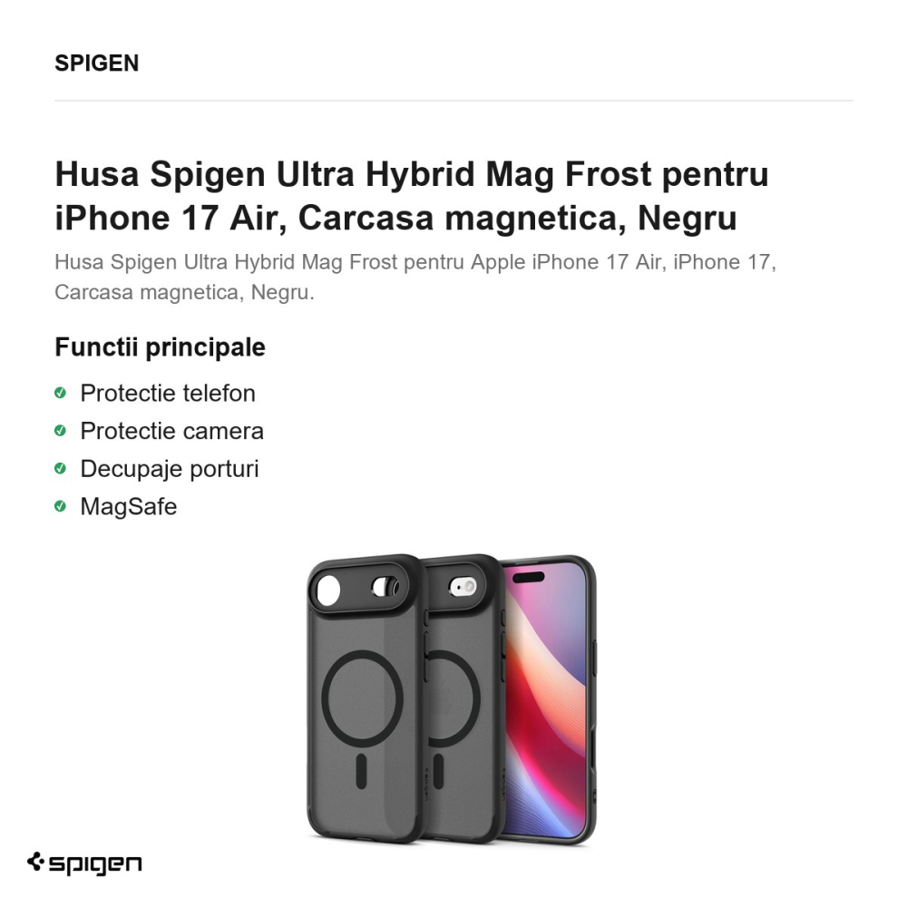Husa Spigen Ultra Hybrid Mag Frost pentru iPhone 17 Air, Carcasa magnetica, Negru [2]