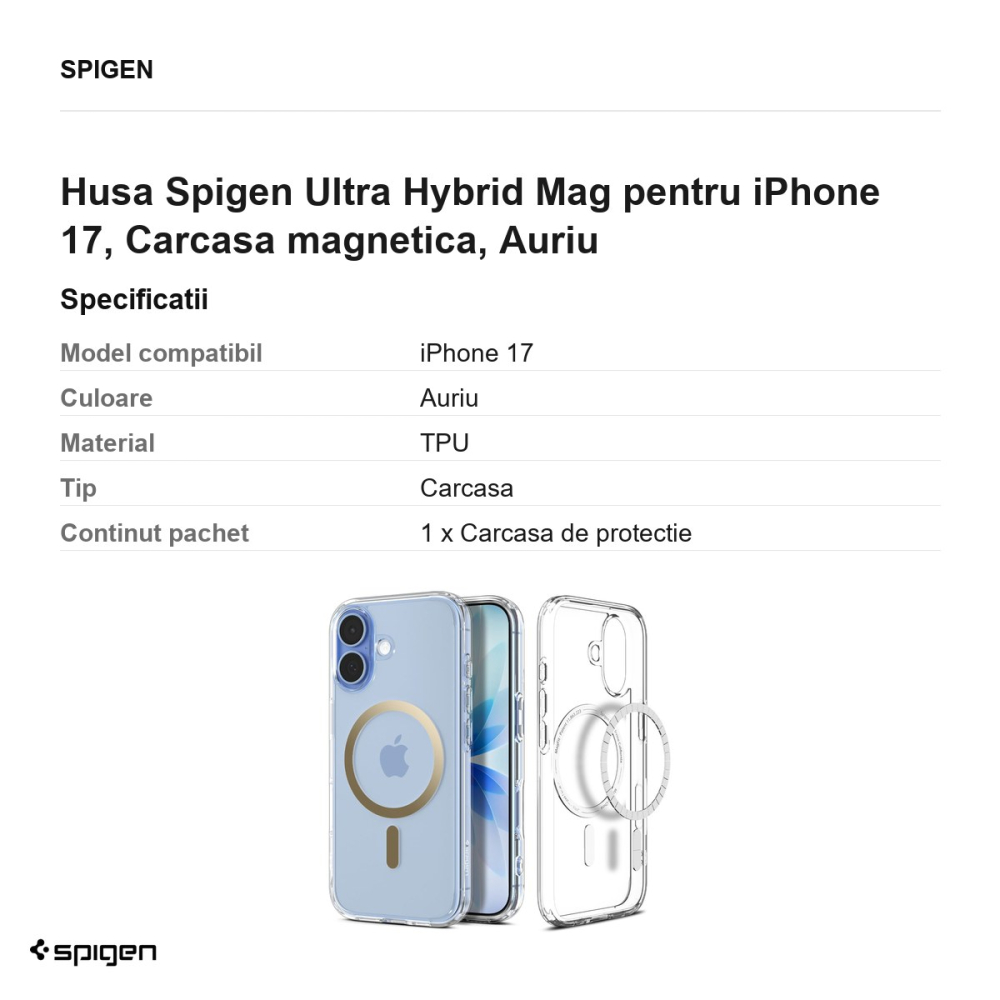 Husa Spigen Ultra Hybrid Mag pentru iPhone 17, Carcasa magnetica, Auriu [3]