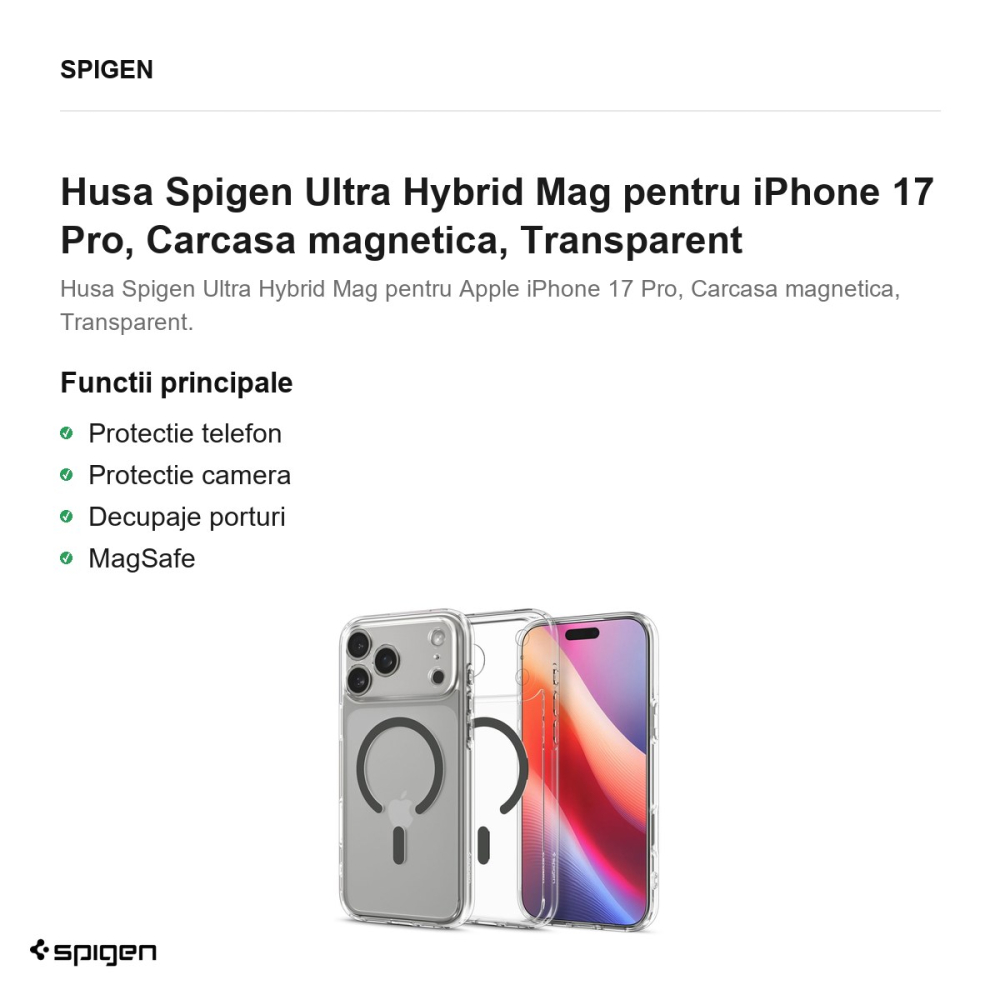 Husa Spigen Ultra Hybrid Mag pentru iPhone 17 Pro, Carcasa magnetica, Transparent [2]