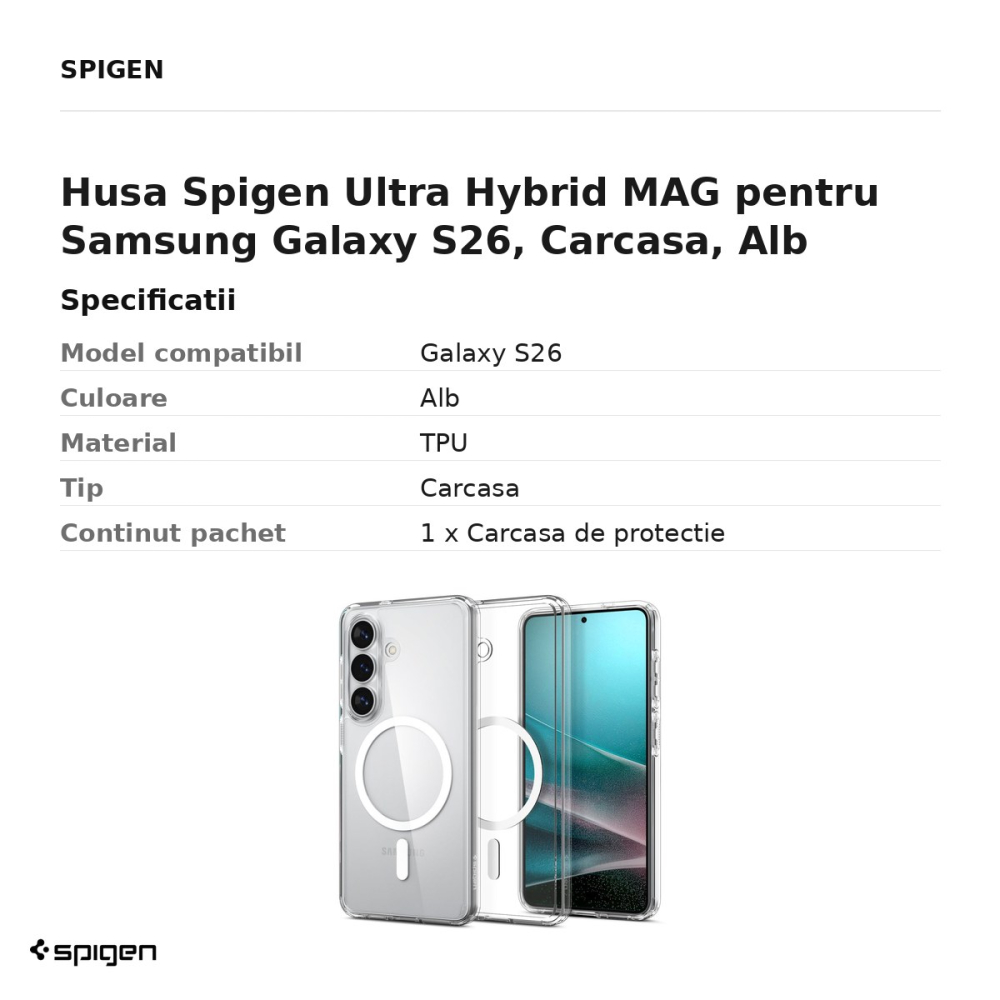Husa Spigen Ultra Hybrid MAG pentru Samsung Galaxy S26, Carcasa, Alb [3]