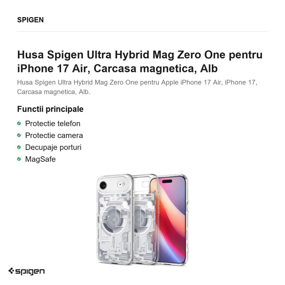 Husa Spigen Ultra Hybrid Mag Zero One pentru iPhone 17 Air, Carcasa magnetica, Alb [2]