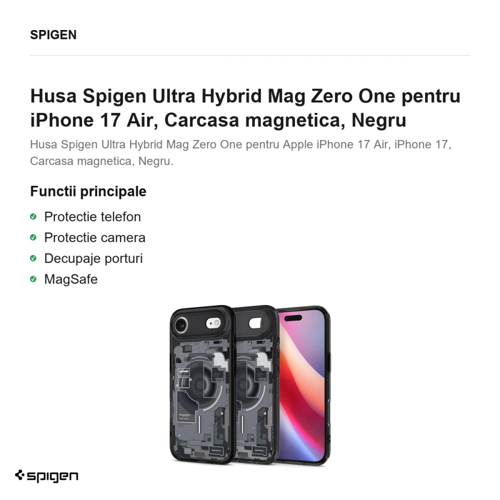 Husa Spigen Ultra Hybrid Mag Zero One pentru iPhone 17 Air, Carcasa magnetica, Negru [2]