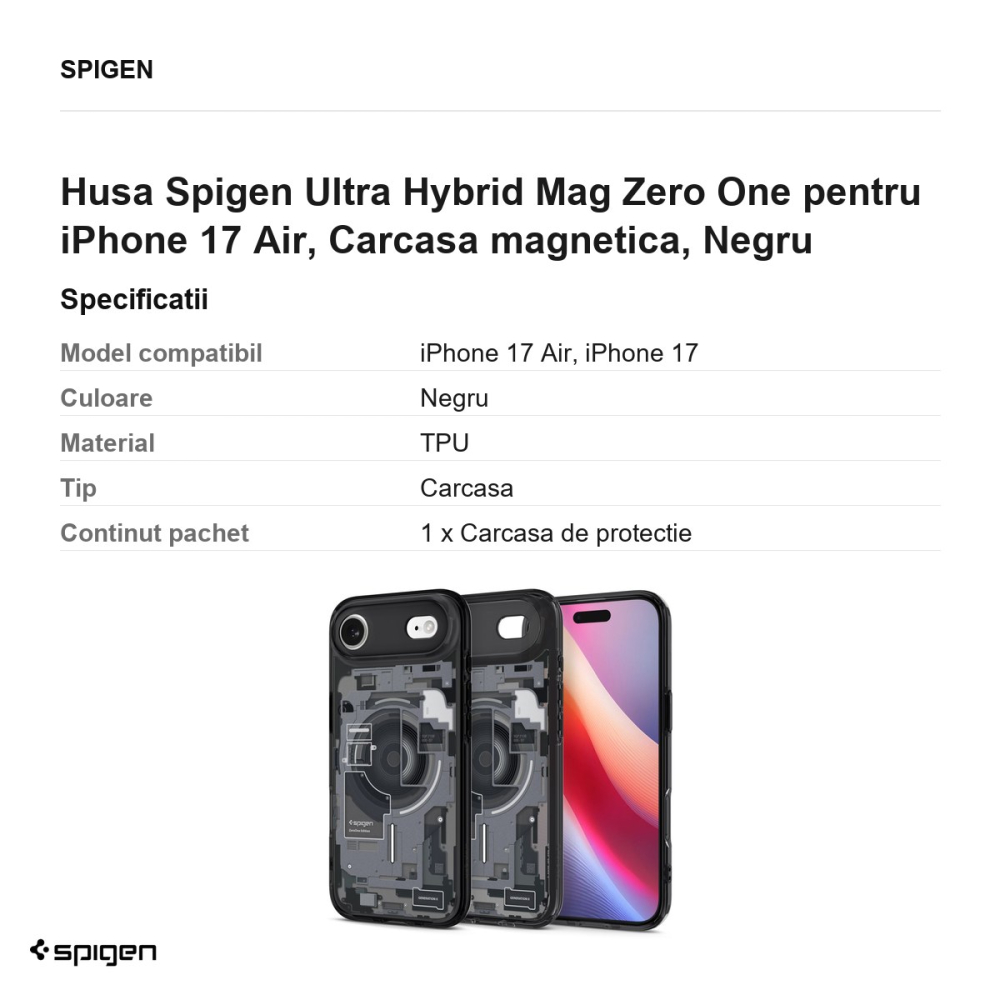 Husa Spigen Ultra Hybrid Mag Zero One pentru iPhone 17 Air, Carcasa magnetica, Negru [3]