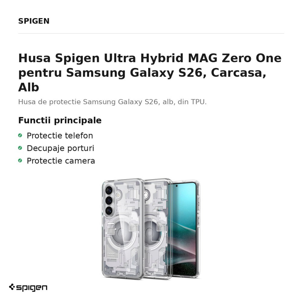 Husa Spigen Ultra Hybrid MAG Zero One pentru Samsung Galaxy S26, Carcasa, Alb [2]