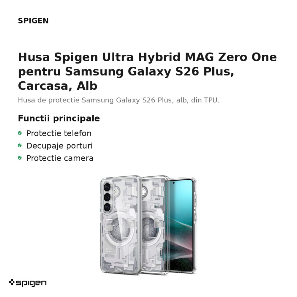 Husa Spigen Ultra Hybrid MAG Zero One pentru Samsung Galaxy S26 Plus, Carcasa, Alb [2]