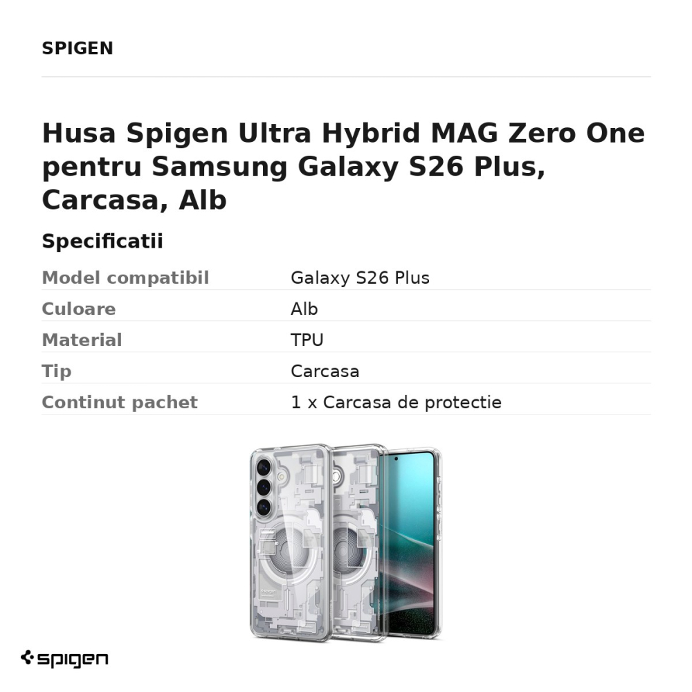 Husa Spigen Ultra Hybrid MAG Zero One pentru Samsung Galaxy S26 Plus, Carcasa, Alb [3]