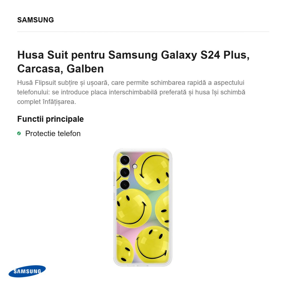 Husa Suit pentru Samsung Galaxy S24 Plus, Carcasa, Galben [2]