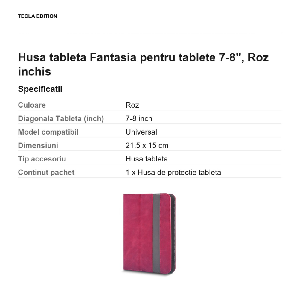 Husa tableta Fantasia pentru tablete 7-8", Roz inchis [3]