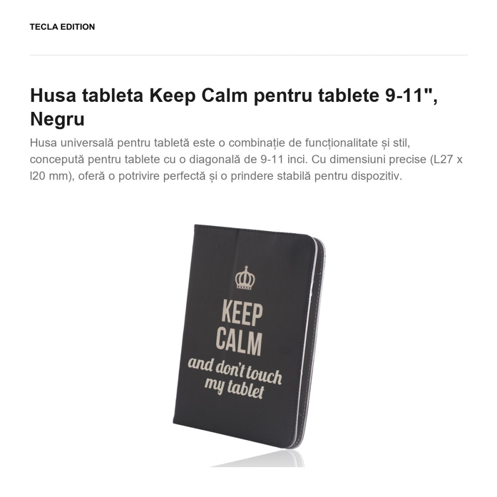 Husa tableta Keep Calm pentru tablete 9-11", Negru [2]