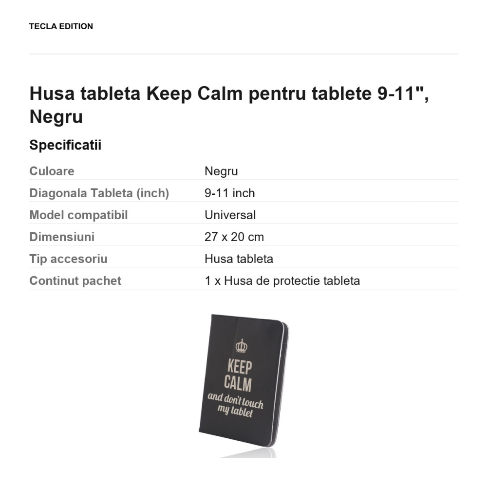 Husa tableta Keep Calm pentru tablete 9-11", Negru [3]
