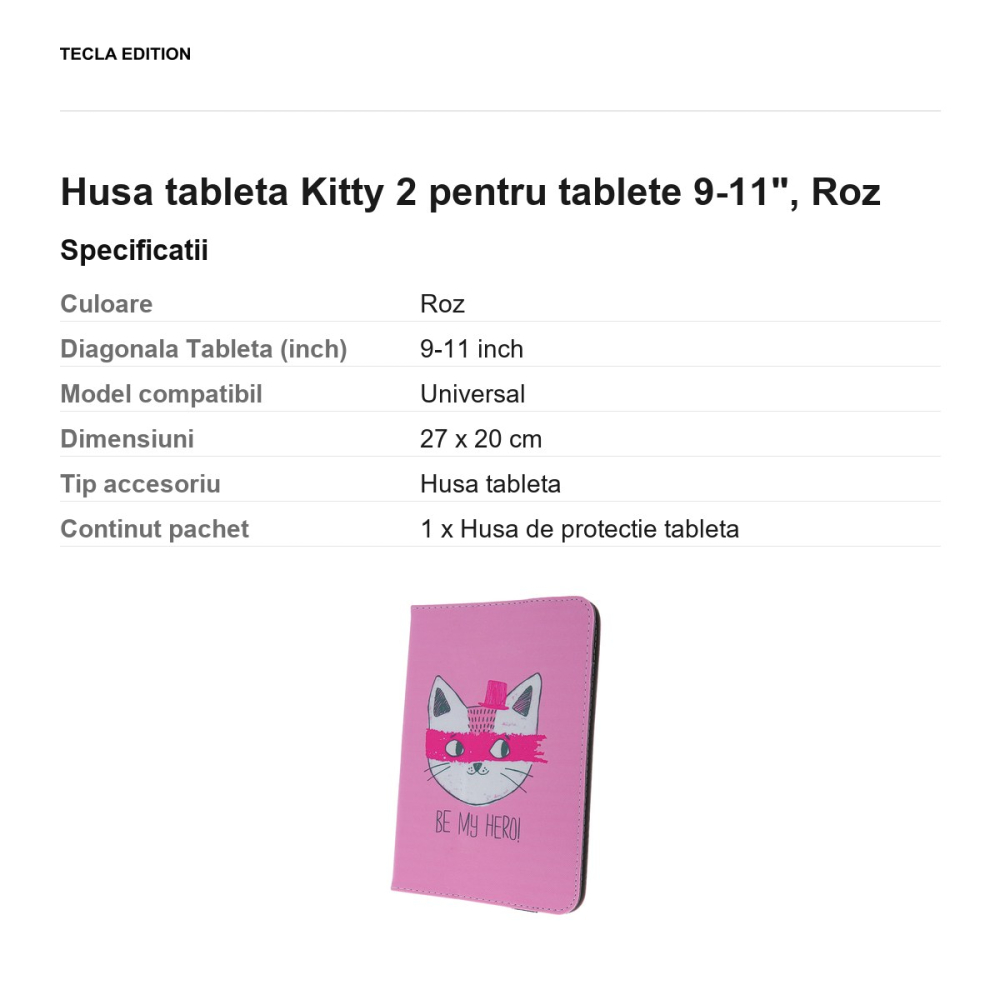 Husa tableta Kitty 2 pentru tablete 9-11", Roz [3]
