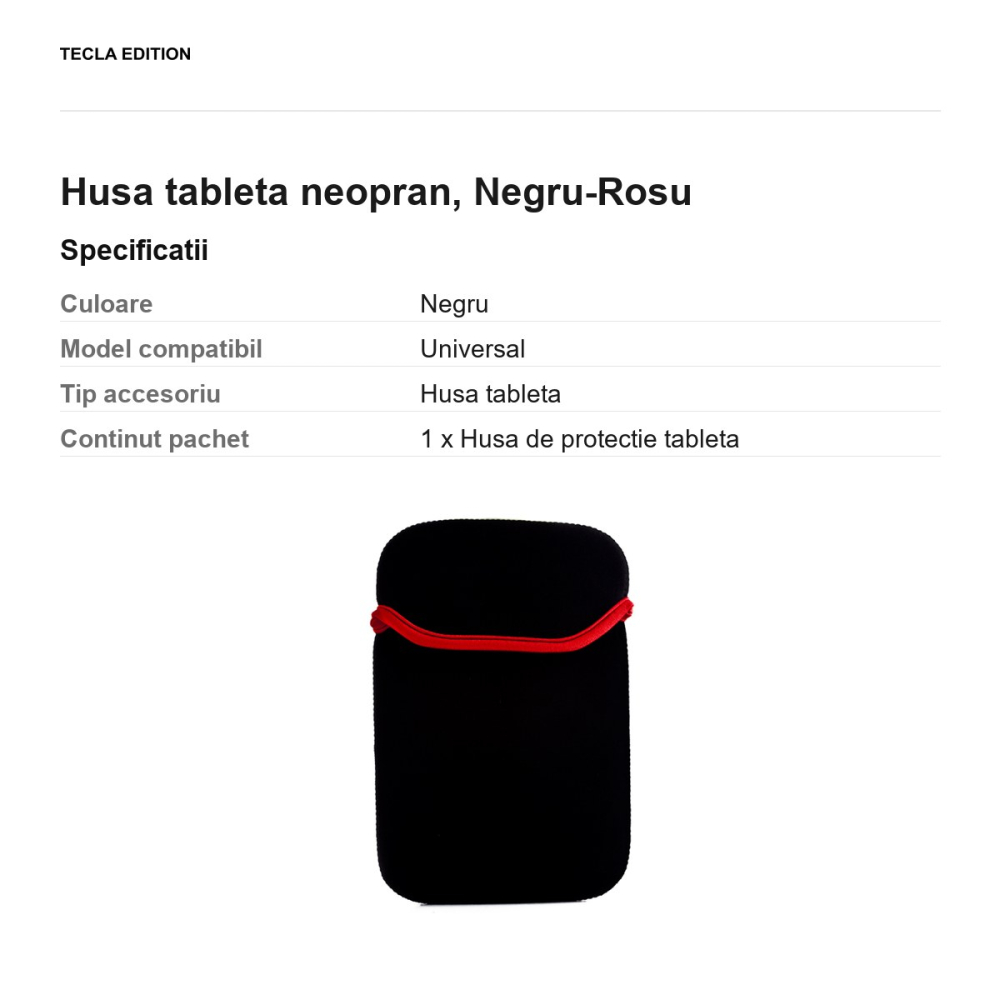 Husa tableta neopran pentru tablete 7", Negru-Rosu [3]