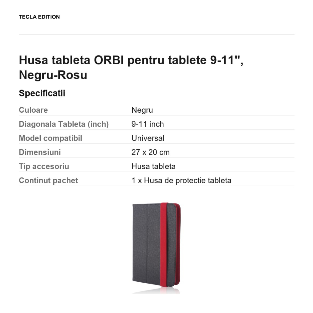 Husa tableta ORBI pentru tablete 9-11", Negru-Rosu [3]