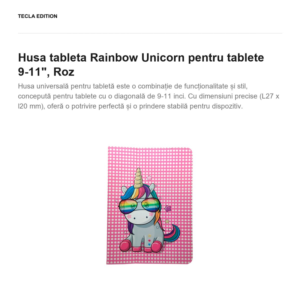 Husa tableta Rainbow Unicorn pentru tablete 9-11", Roz [2]