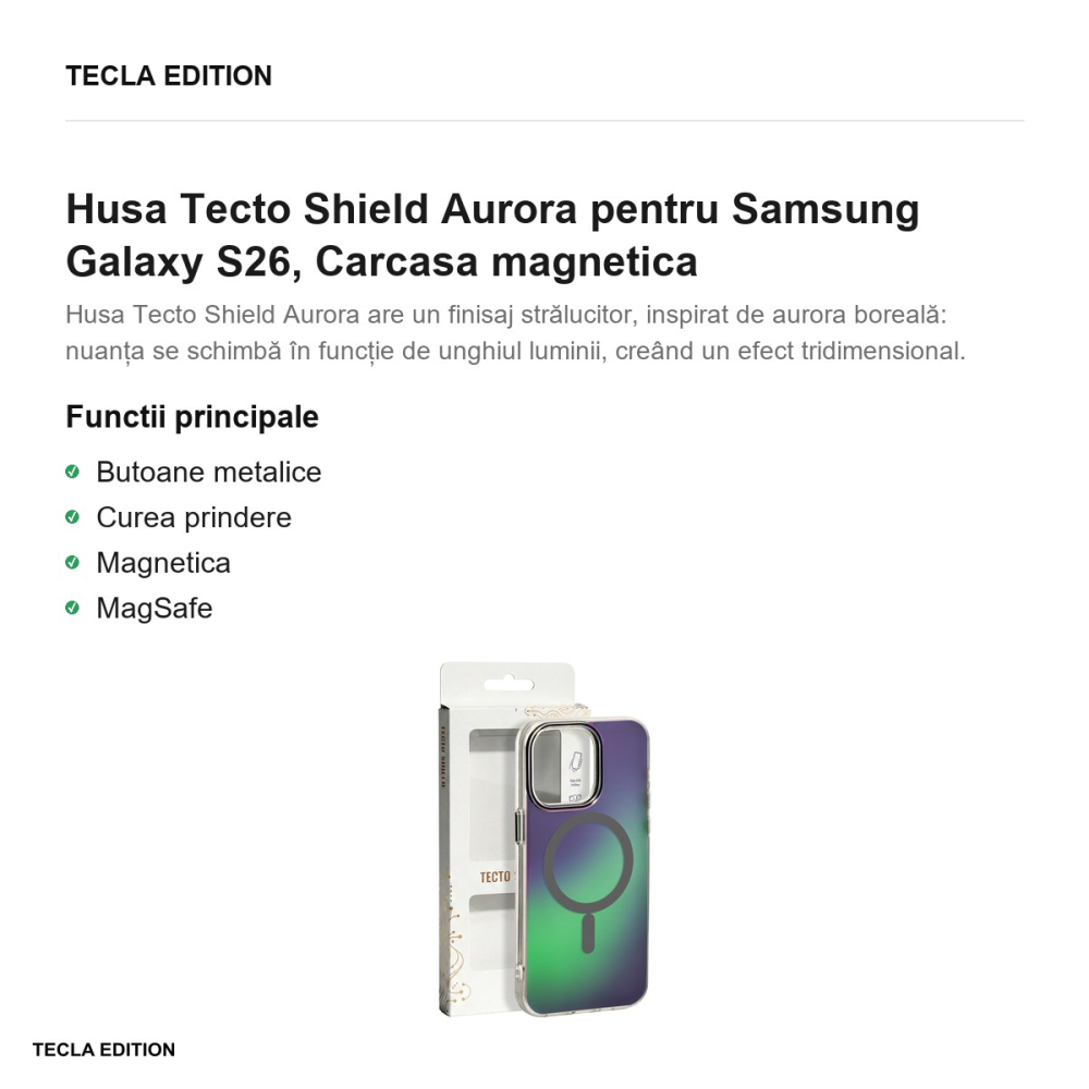 Husa Tecto Shield Aurora pentru Samsung Galaxy S26, Carcasa magnetica, Gri [2]