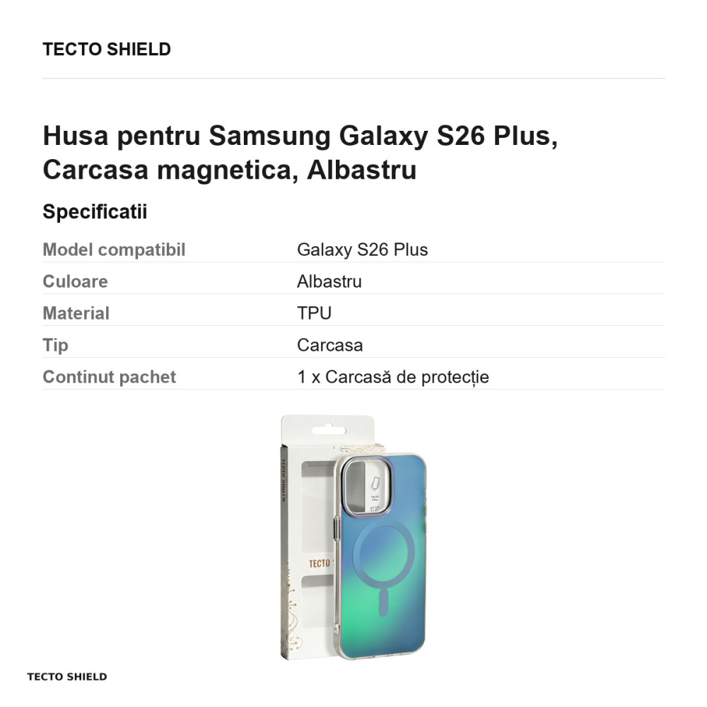 Husa Tecto Shield Aurora pentru Samsung Galaxy S26 Plus, Carcasa magnetica, Albastru [3]