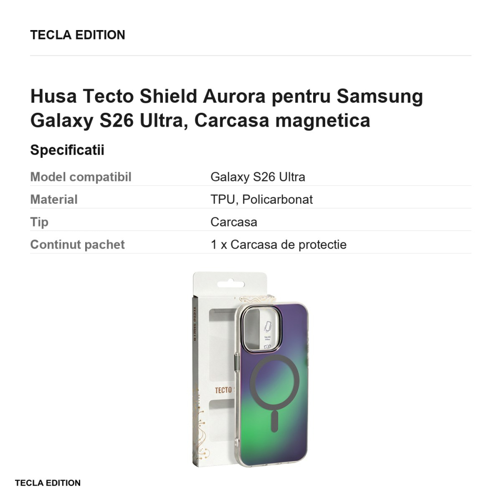 Husa Tecto Shield Aurora pentru Samsung Galaxy S26 Ultra, Carcasa magnetica, Gri [3]