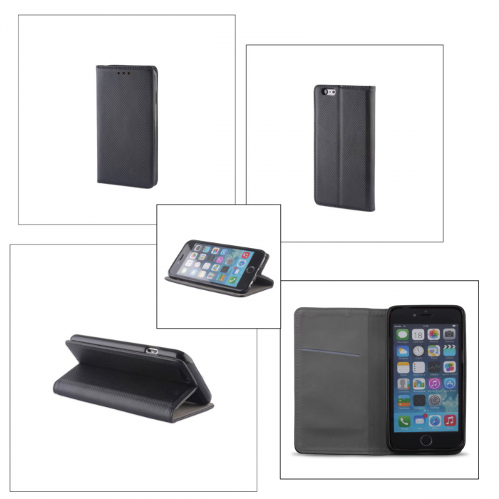 Husa tip carte, compatibila cu Honor X8 5G, Honor X6, Honor 70 lite, premium flip book cu inchidere magnetica si functie stand, buzunar card, neagra [4]
