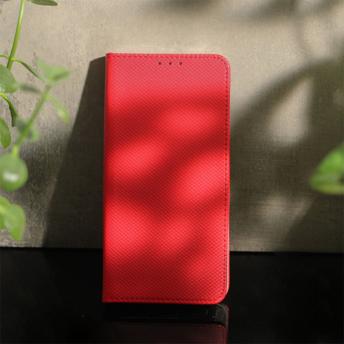 Husa tip carte, compatibila cu Motorola Moto E22 / E22i, premium flip book cu inchidere magnetica si functie stand, buzunar card, rosie [5]