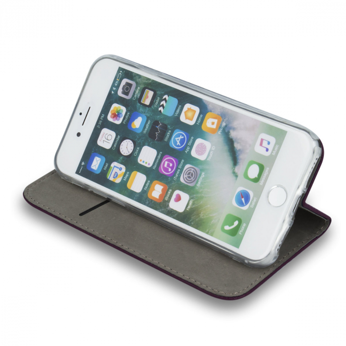 Husa tip carte, compatibila cu Samsung Galaxy A15 4G / A15 5G, premium flip book cu inchidere magnetica si functie stand, buzunar card, visinie [3]