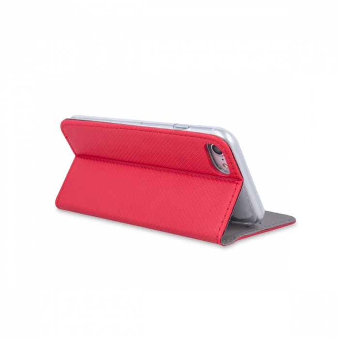 Husa tip carte, compatibila cu Samsung Galaxy A20e (SM-A202F), premium flip book cu inchidere magnetica si functie stand, buzunar card, rosie [2]